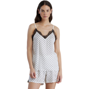 Pigiama donna in viscosa top bretellina e pantalone corto articolo pois Noidinotte