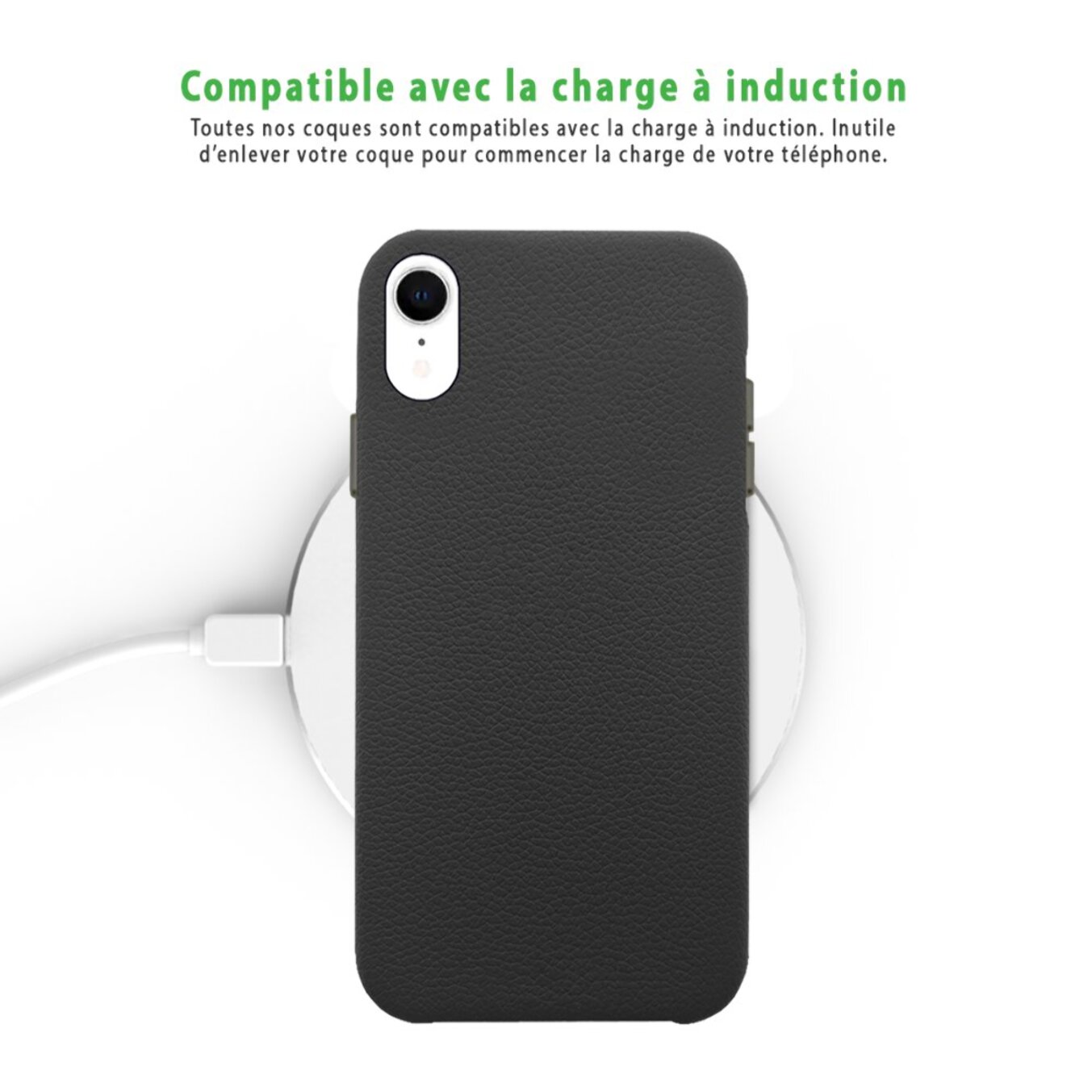 Coque iPhone Xr effet cuir grainé Noir