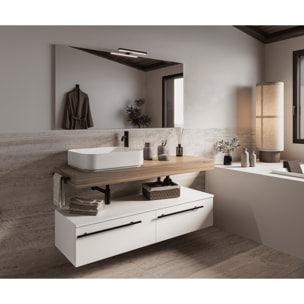 MOBILE DA BAGNO RIFLESSO 140 PORO NOCE BIANCO LUCE - 8 PEZZI