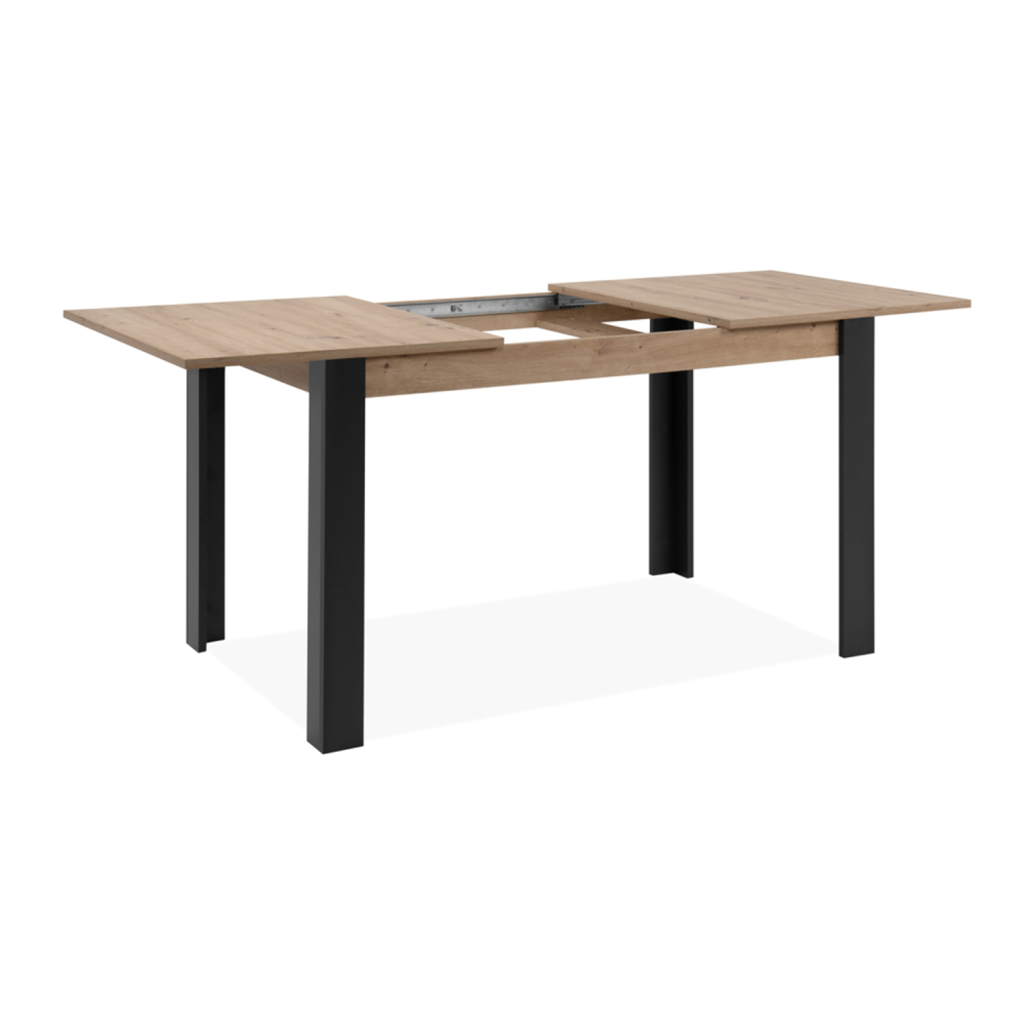 MINOS - Table extensible 4 à 6 personnes chêne et noir 150x80x75