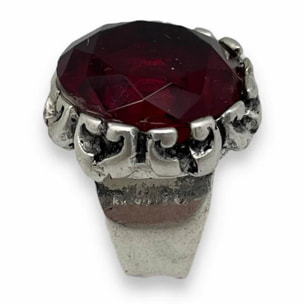 Anillo solitario Daiya plata cristal rojo T15