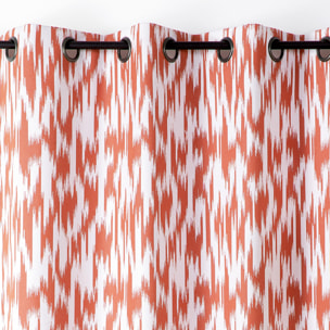 Rideau jacquard motif ikat en fils upcyclés - Terracotta