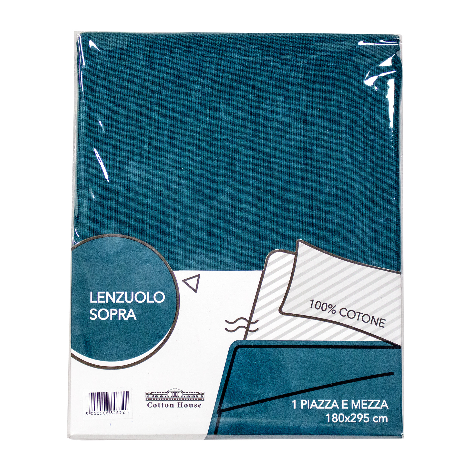 LENZUOLO SOPRA LETTO SINGOLO PETROLIO 100% COTONE