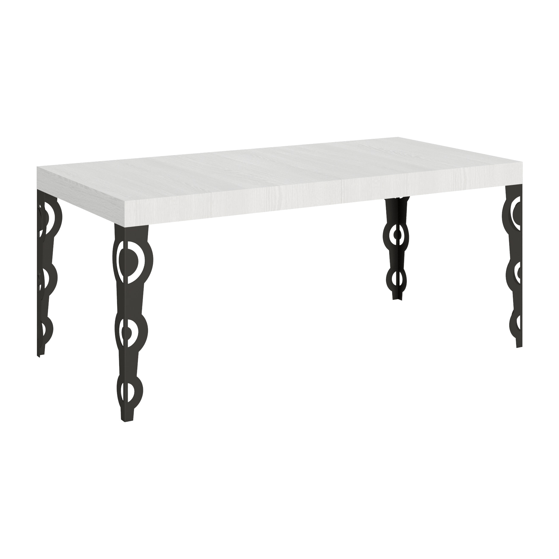 Tavolo allungabile 90x200/304 cm Karamay bianco frassino telaio Antracite