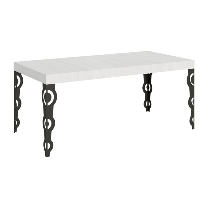 Tavolo allungabile 90x200/304 cm Karamay bianco frassino telaio Antracite