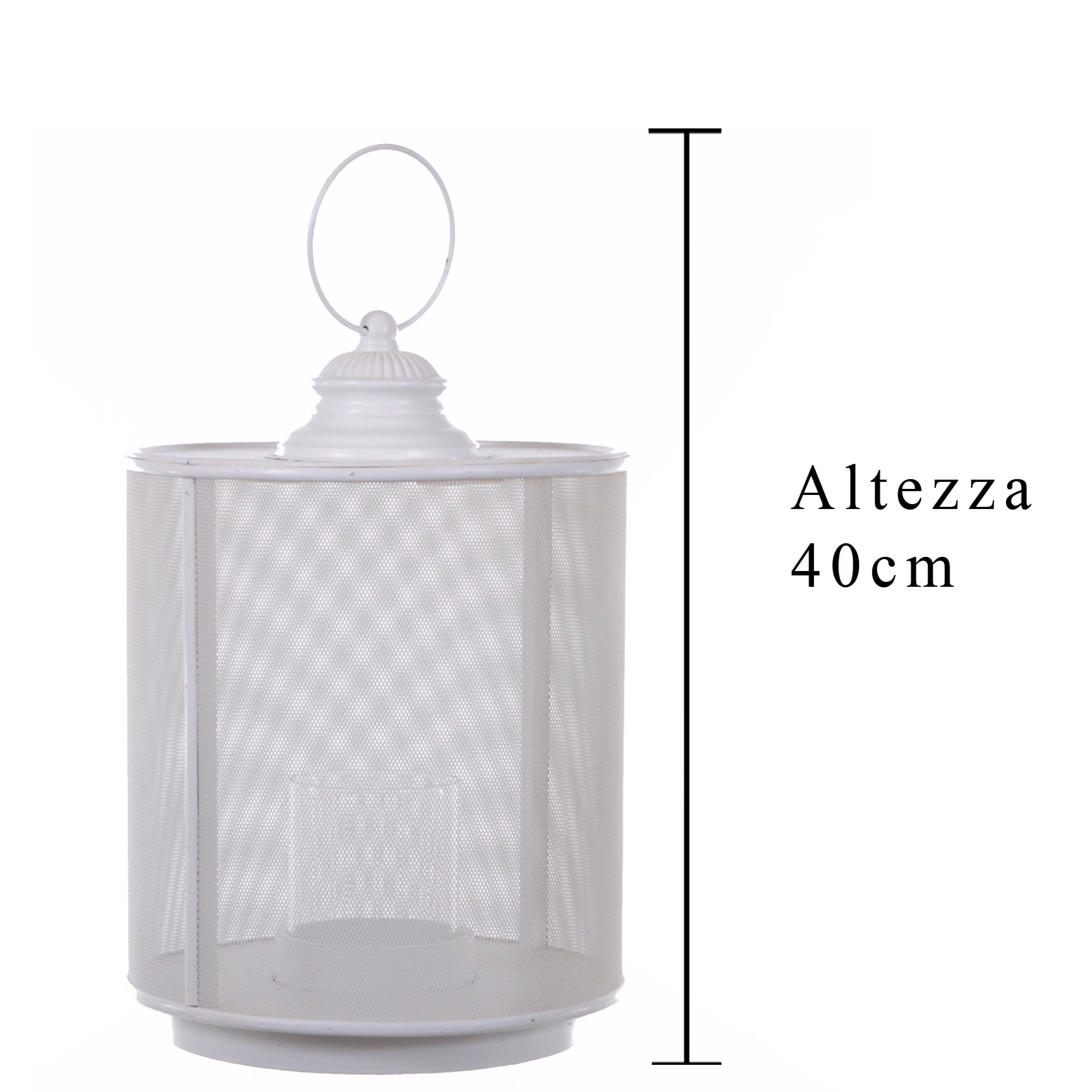 Lanterna A Cilindro Con Portacandela. Altezza 40 Cm - Pezzi 1 - 28X40X28cm - Colore: Bianco - Bianchi Dino - Decori Casa E Complementi