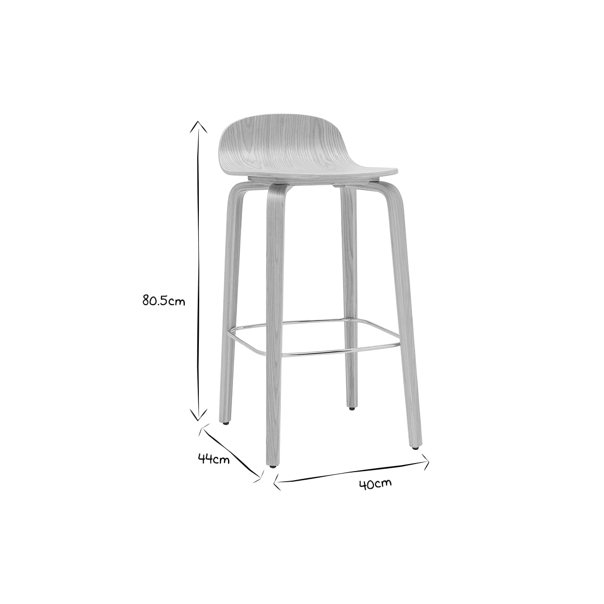 Tabourets de bar scandinaves bois chêne H68 cm (lot de 2) OBRA