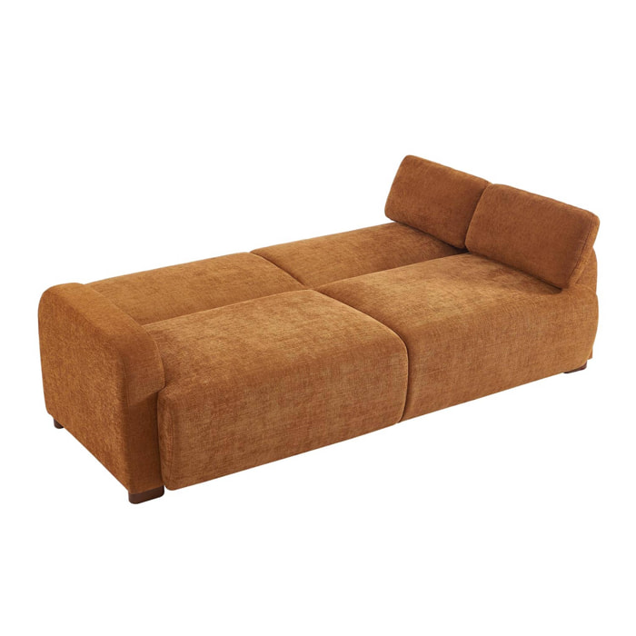 Canapé convertible 3 places tissu camel L 211 x P 92 x 85cm  - Dany