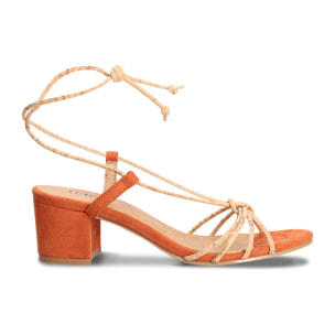 Holly Orange sandalias veganas cordones tobillo tacón -Altura del tacón 5 cm