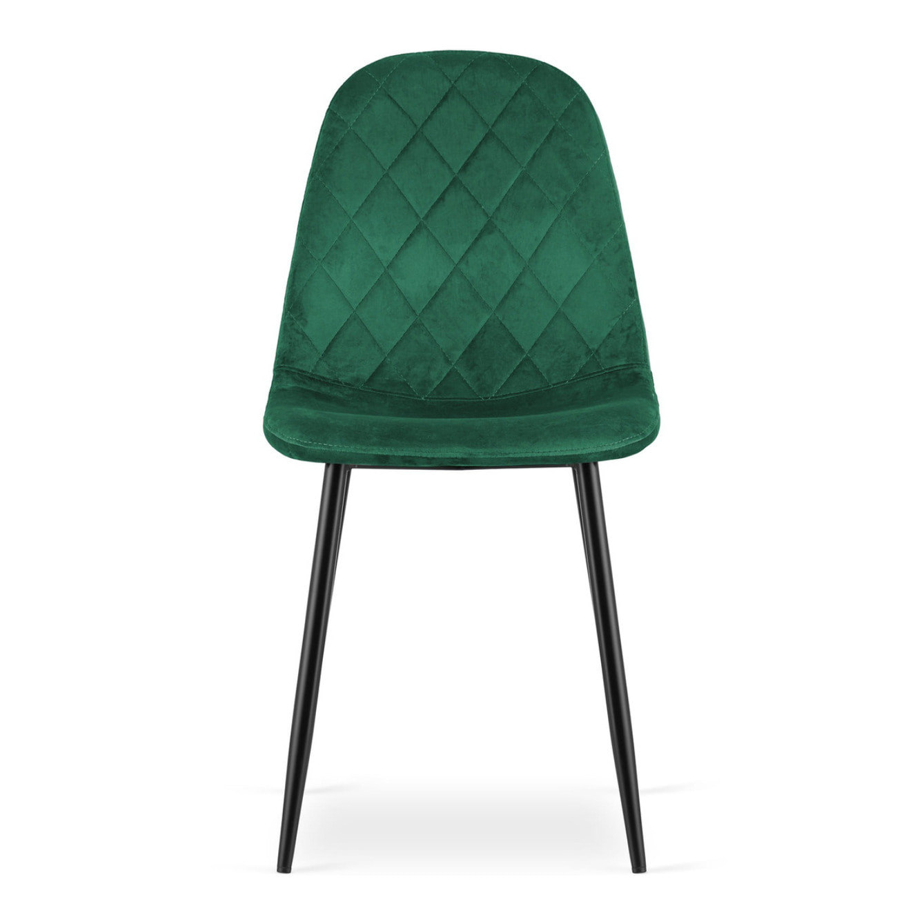 Sedia Asti in velluto verde scuro e gambe in metallo