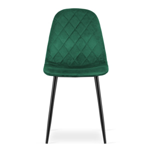 Sedia Asti in velluto verde scuro e gambe in metallo