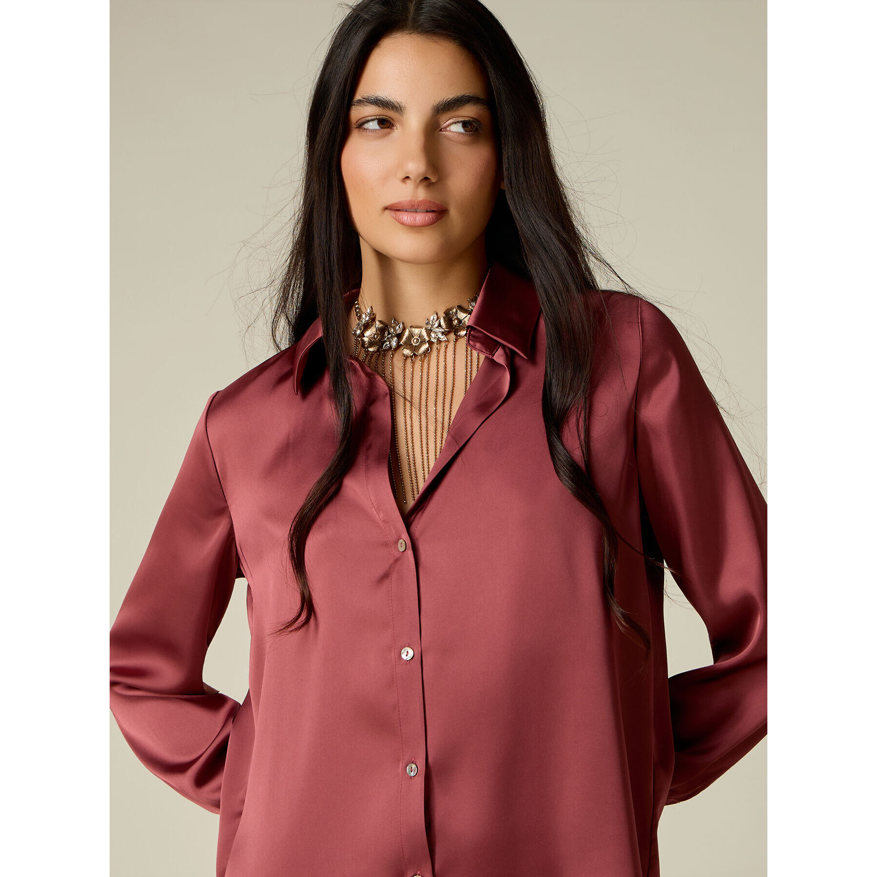 Oltre - Camicia in raso - Bordeaux