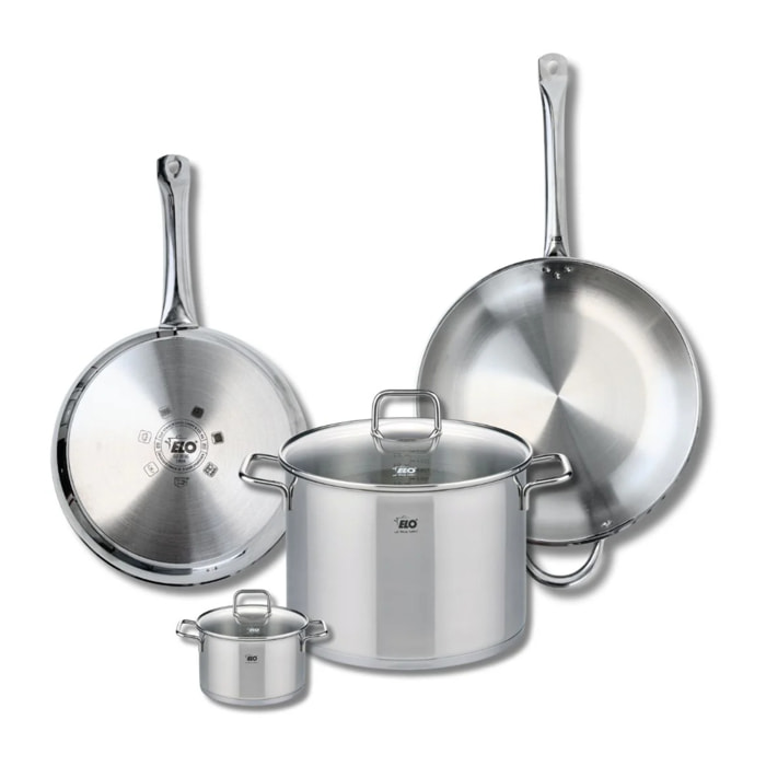 Ensemble de 2 Poêles de cuisson 28 et 32 cm et 2 faitouts 12 et 26 cm Elo Profi Citrin