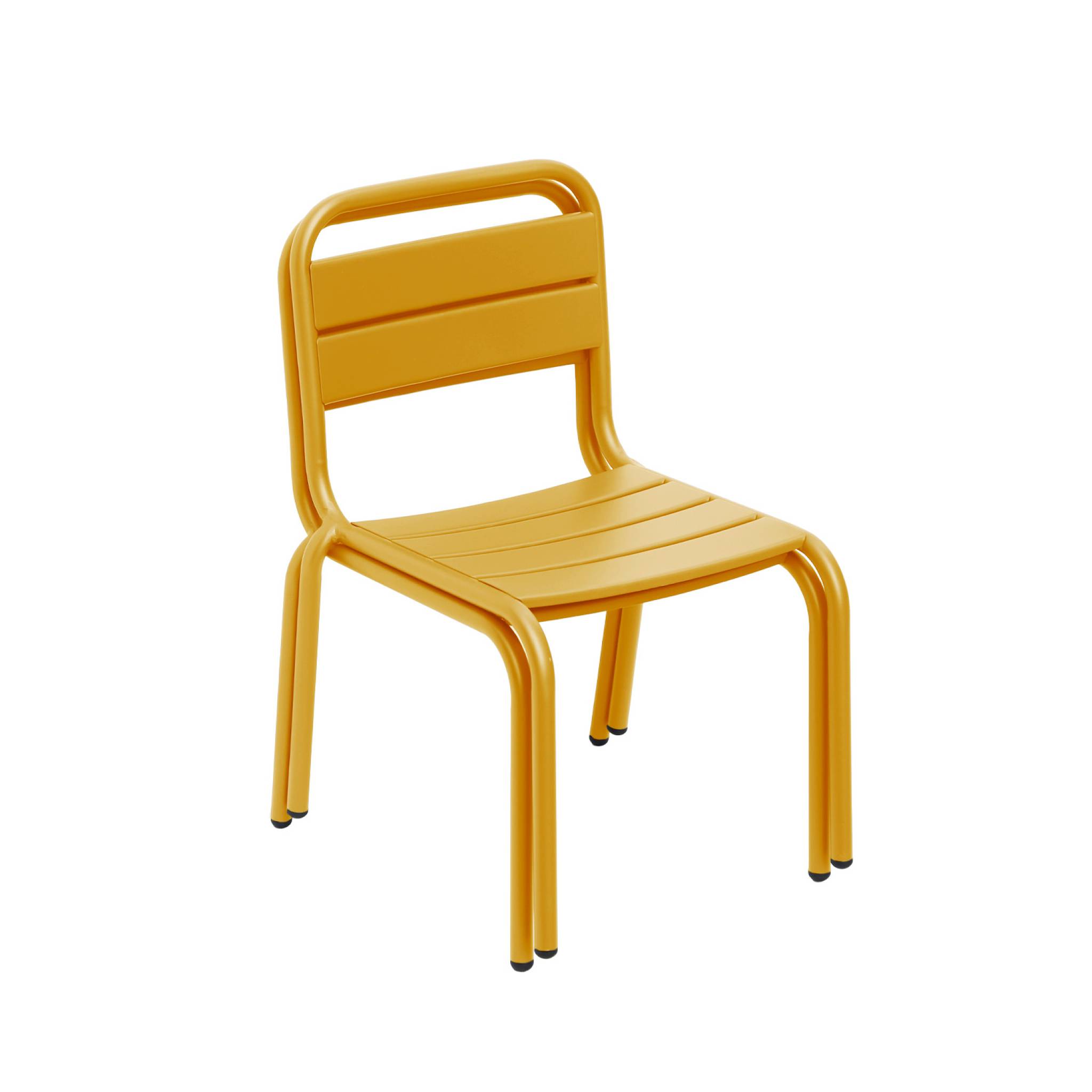 Lot de 2 chaises en métal jaune pour enfant. salon de jardin enfant