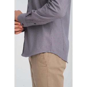 Camicia Uomo Botton Down Slim Jacquard Fantasia Blu/Bordeaux