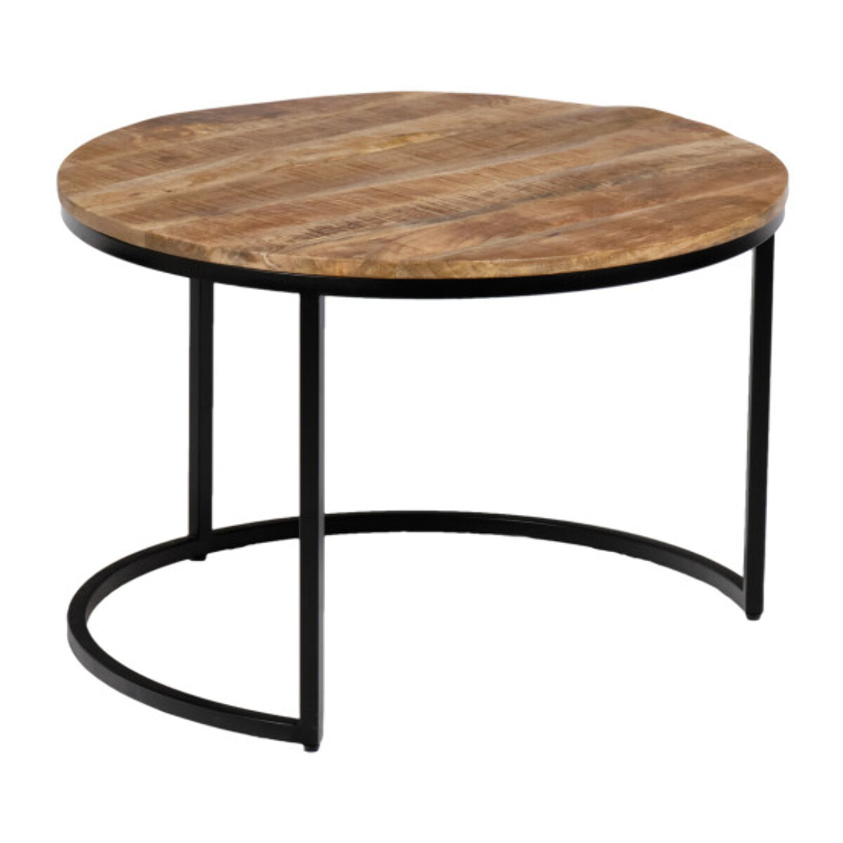 Tables basses rondes gigognes en bois de manguier et pieds métal - FUR