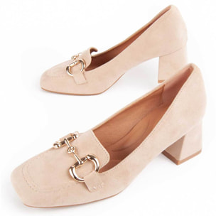 Zapato De Tacón - Beige - Altura: 6 Cm