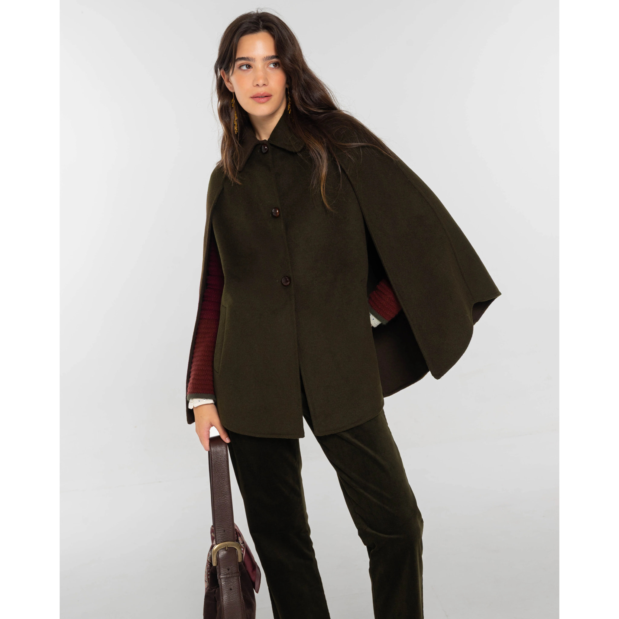 Chaqueta con lana, manga raglán de mujer