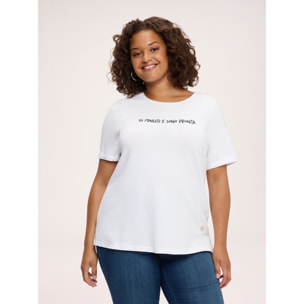Fiorella Rubino - T-shirt in cotone con scritta funny - Bianco