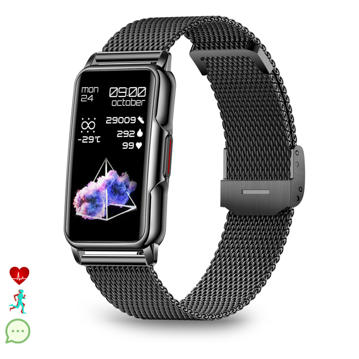 Smartwatch H80 con 20 modos deportivos. Monitor cardiaco, de tensión y oxígeno en sangre. Correa metálica.