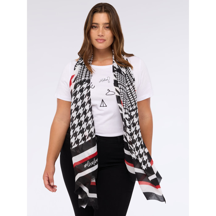 Fiorella Rubino - Foulard lungo con stampa pied-de-poule - Nero