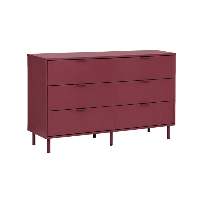 Commode décor bois et métal 6 tiroirs ELLIE
