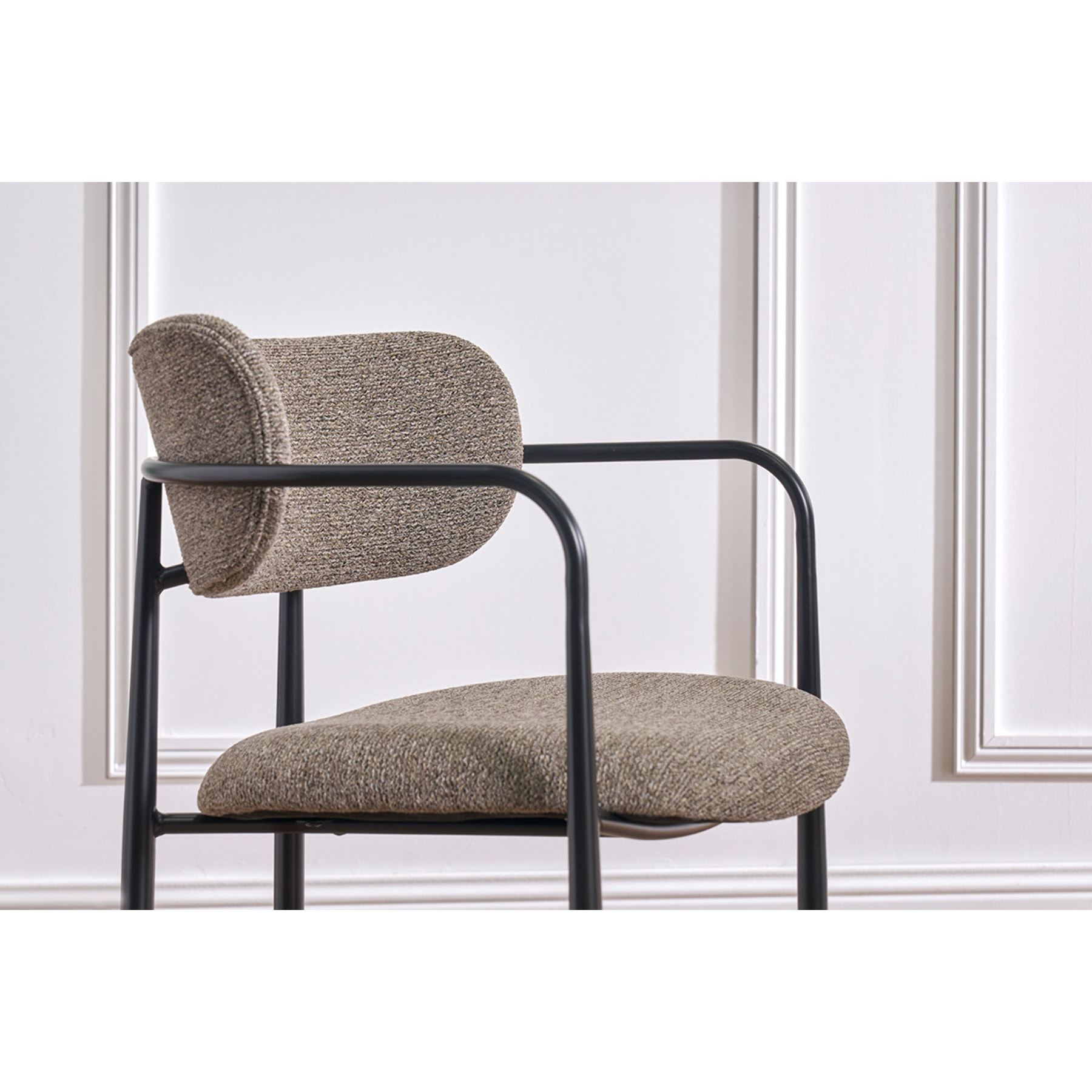 Chaises en tissu texturé taupe et métal noir (lot de 2) SWIFT