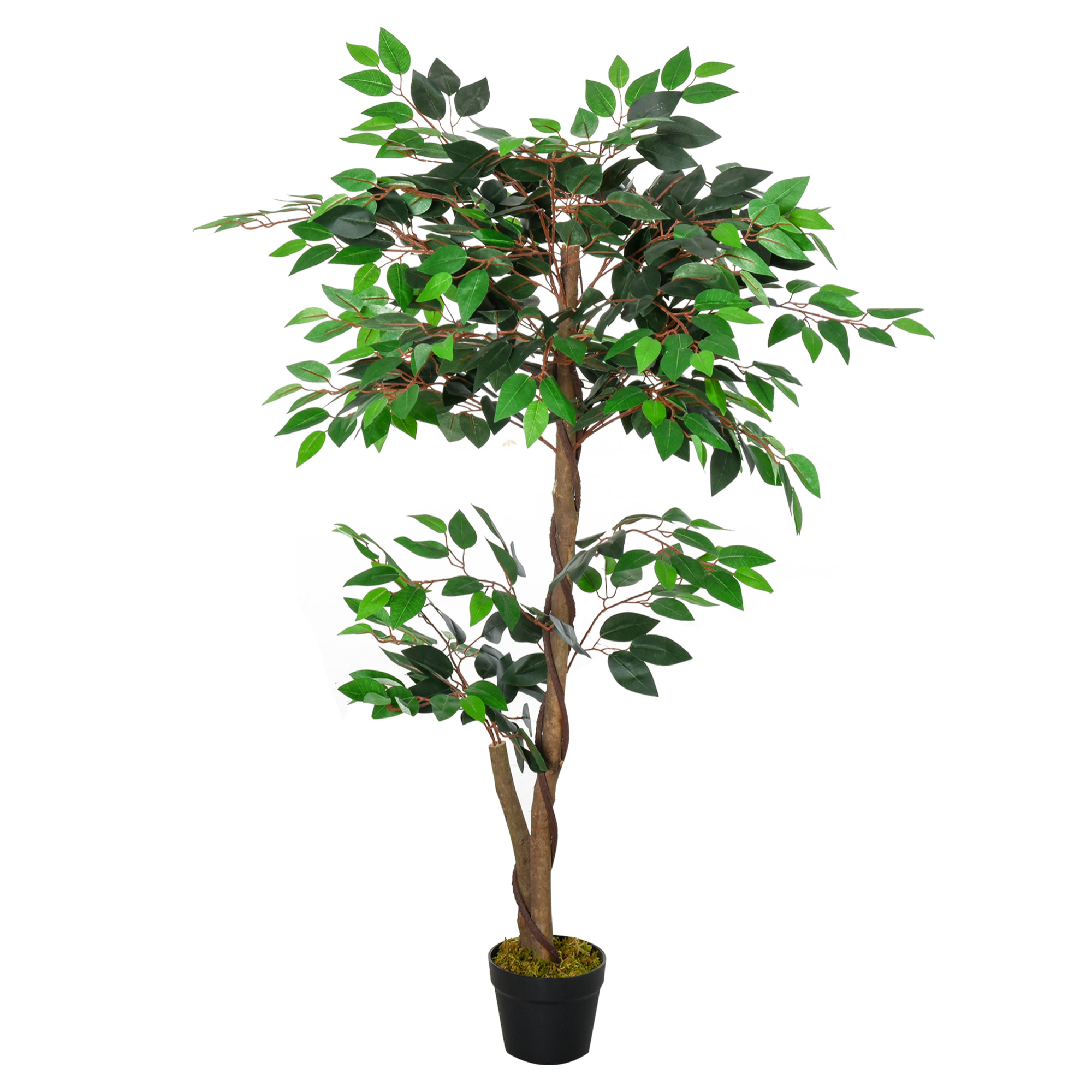 Arbre artificiel plante artificiel ficus hauteur 1,2 m tronc branches liane lichen feuilles grand réalisme pot inclus