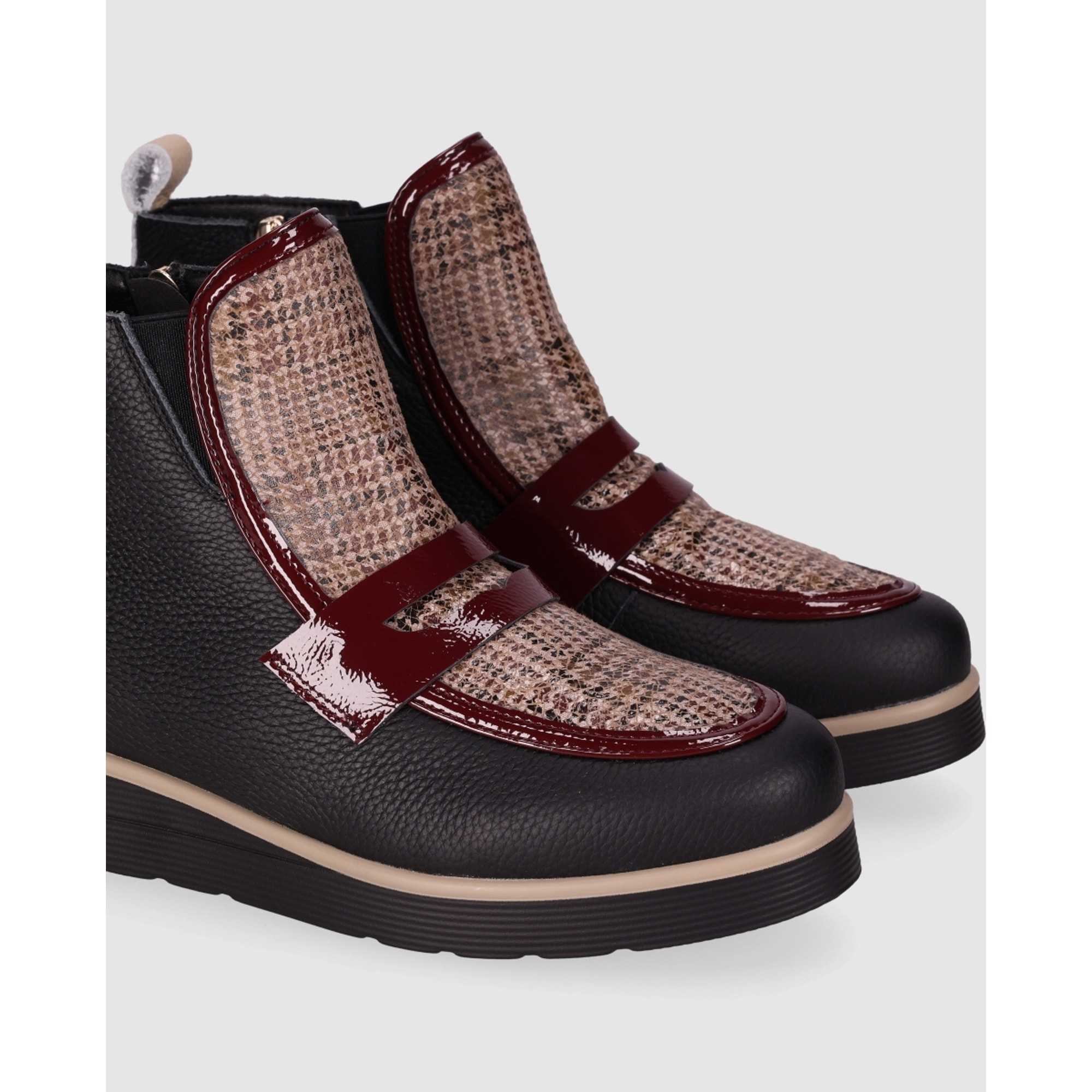 Botines de Piel - Multicolor - Tacón: 3 cm