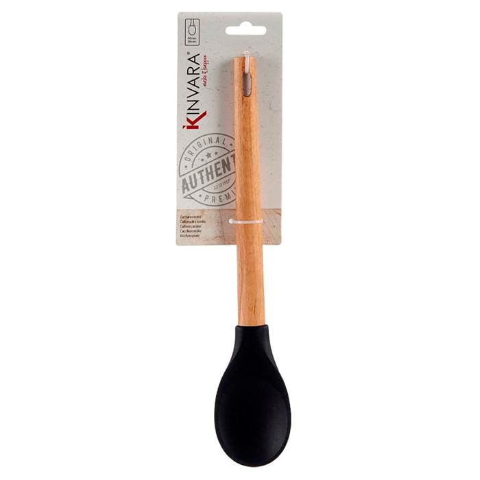 CUCHARA SILICONA MANGO MADERA DE HAYA 30CM