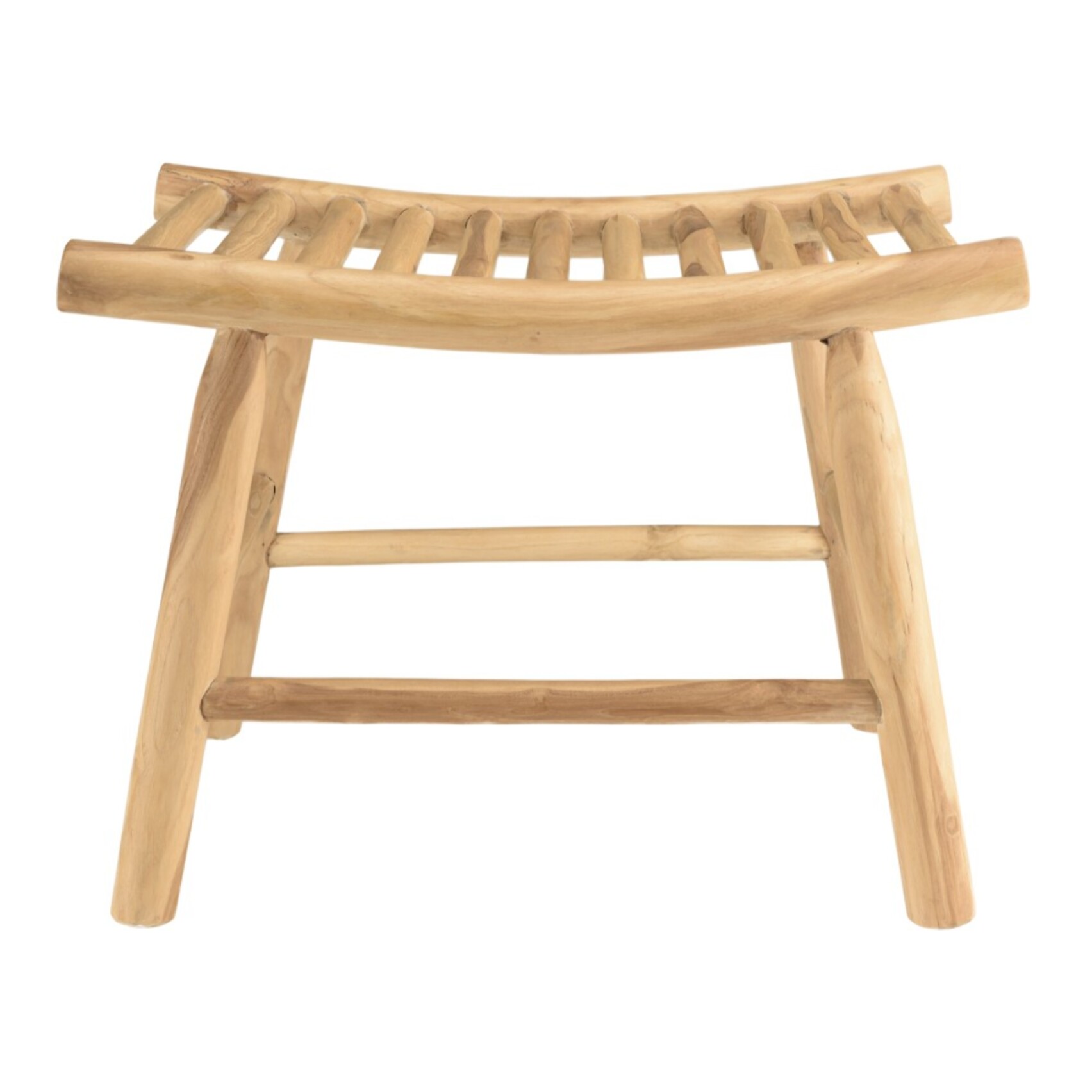 WILL - Tabouret en branches de teck naturel assise ajourée