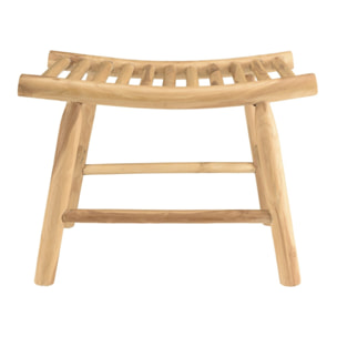 WILL - Tabouret en branches de teck naturel assise ajourée