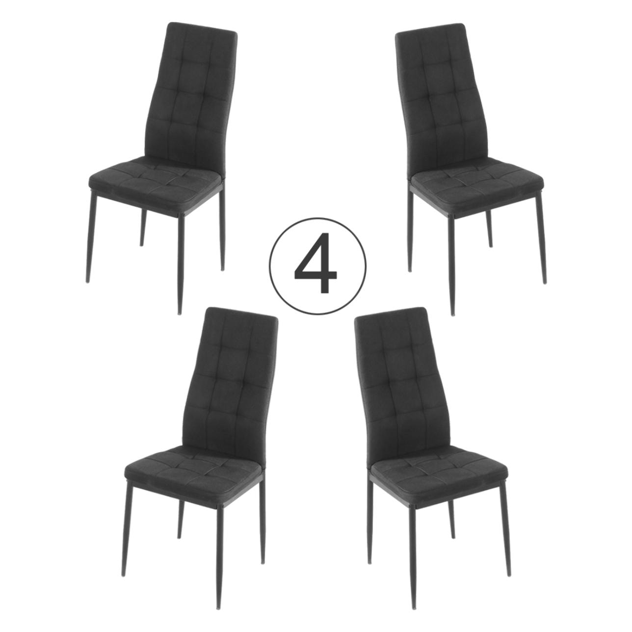 Sedie di tessuto Milano: set da 4 sedie design nere