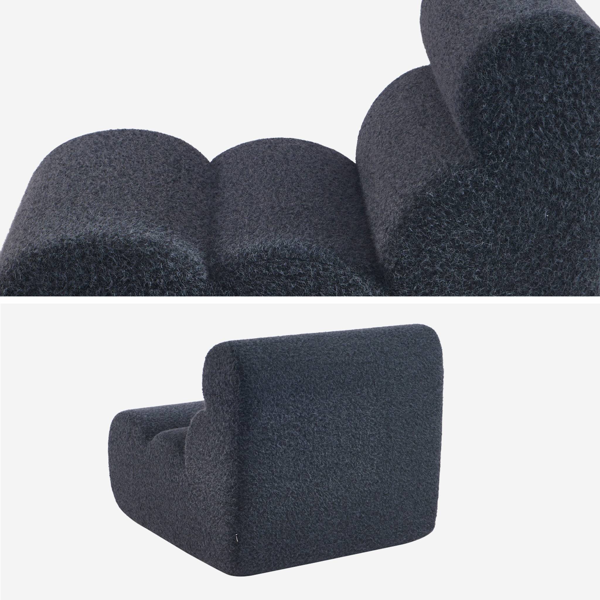 Lot de 3 chauffeuses tissu effet alpaca bleu foncé 1 place - L 81 x P 99 x H 75cm - Nova