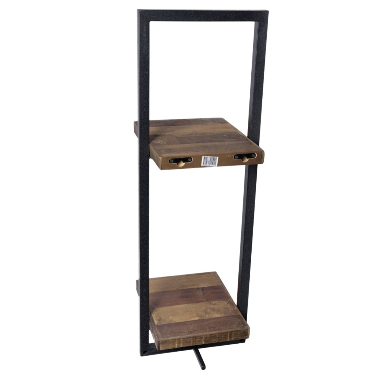 SIXTINE - Étagère murale 2 plateaux teck recyclé marron structure métal noir