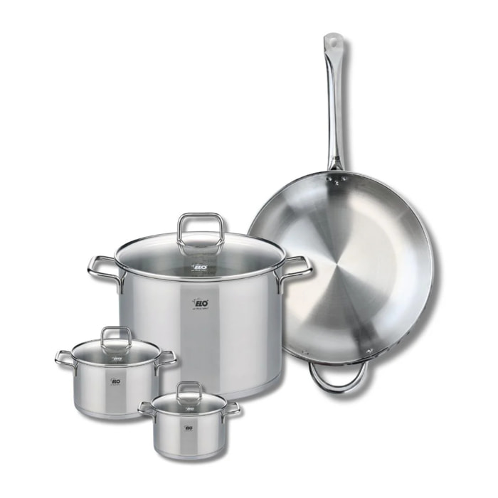Set de 1 Poêle de cuisson 32 cm et 3 faitouts 12, 14 et 26 cm Elo Profi Citrin