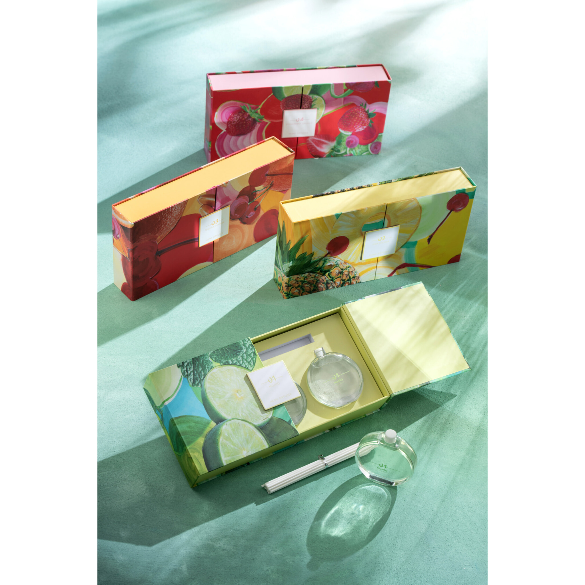 J-Line huile parfumée + bâtons Tequila Sunrise - verre - mix - boîte de 3