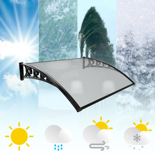 Pensilina Per Copertura In Policarbonato Alveolare Tettoia Modulabile Per Esterno Porte Balcone Finestre Elegante Resistente Trasparente 80 x 120 cm