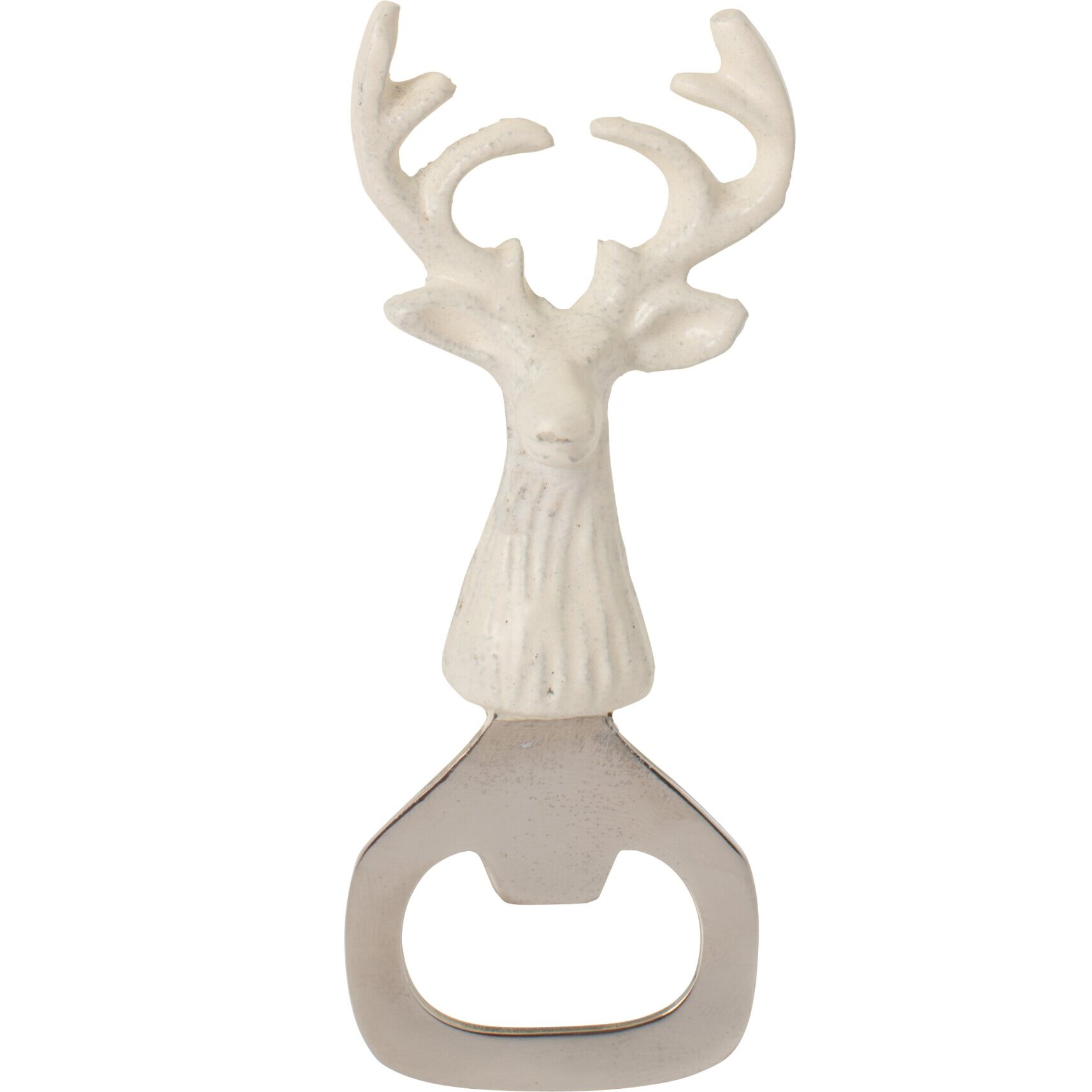 J-Line Ouvre-Bouteille Cerf Aluminium Blanc Cassé