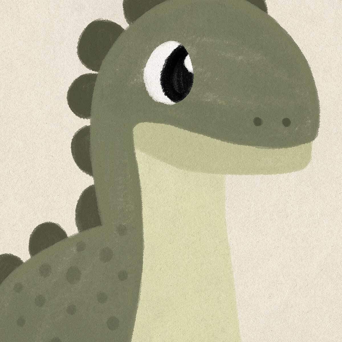 Affiche enfant coco dinosaure Affiche + cadre en bois - Chêne