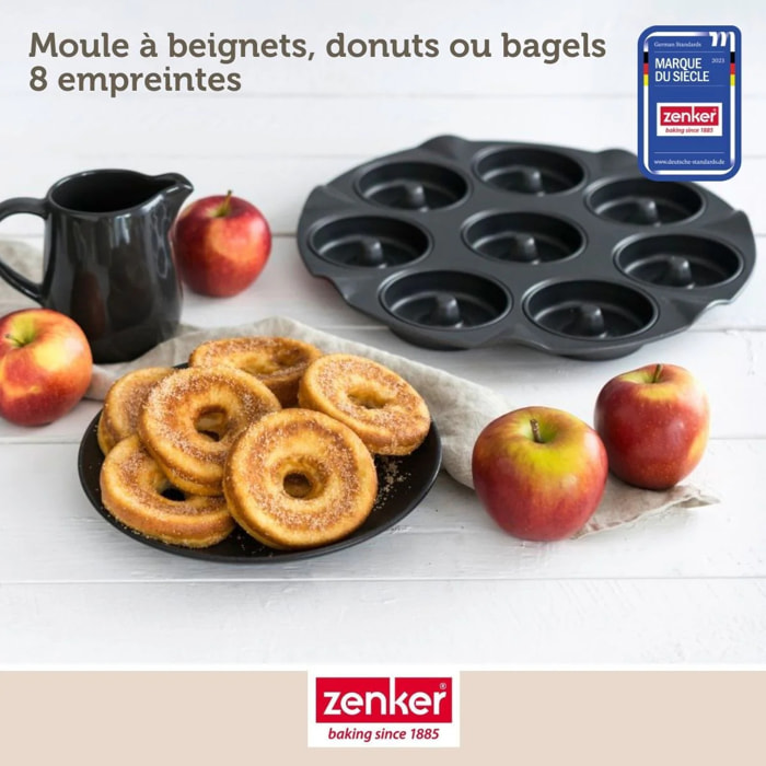 Ensemble avec 1 Moule pour 8 beignets au four, 1 spatule Zenker et 2 bols à mixer en inox Fackelmann