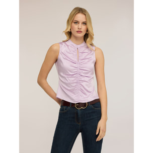 Motivi - Blusa in raso con arricci - Viola