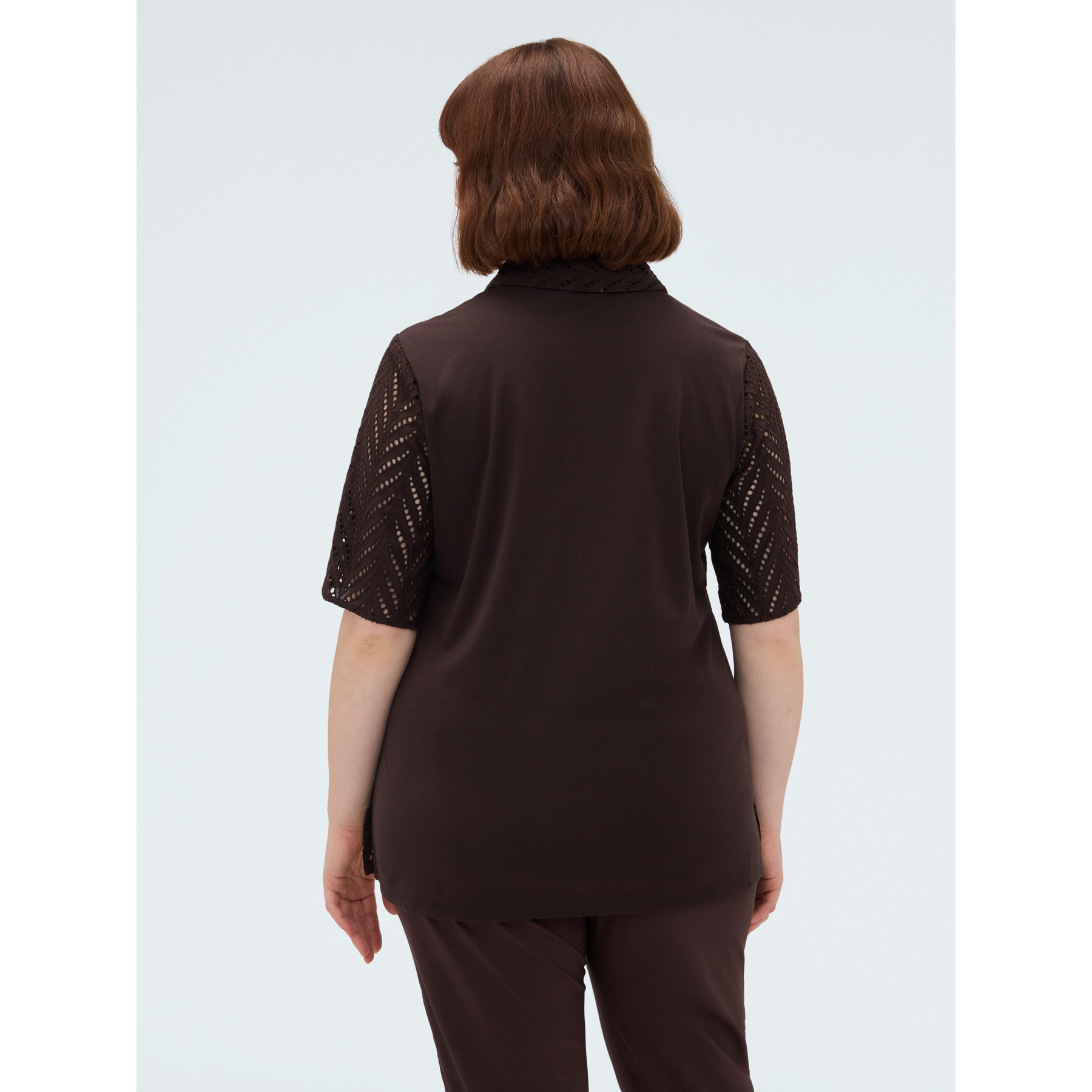 Fiorella Rubino - Camicia in cotone sangallo - Marrone