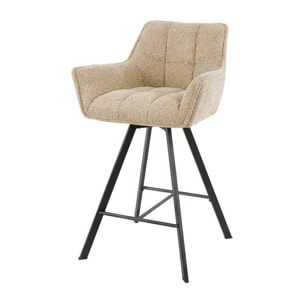 Hatti - lot de 2 tabourets de bar pivotants - en tissu bouclette sable - Sable