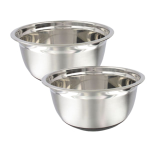 Ensemble de 2 Bols à mixer en inox 24 cm de diamètre Fackelmann Basic