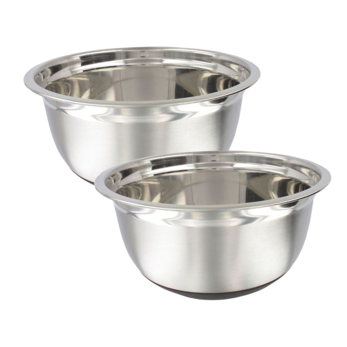 Ensemble de 2 Bols à mixer en inox 24 cm de diamètre Fackelmann Basic