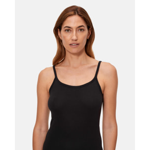 Camiseta de tirantes finos de patrón básico con escote redondo ligeramente escotado