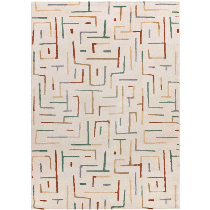 BERUTI Alfombra geométrica de pelo corto multicolor, varias medidas disponibles.