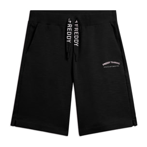 Pantaloni Corti con Spacchi Laterali in Tessuto Fiammato