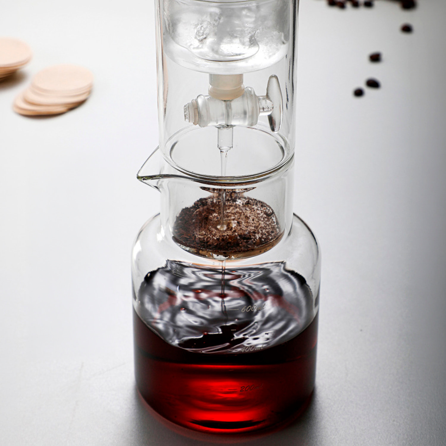 Cafetera de goteo para café frío de 600ml. Con ajuste de velocidad de goteo.